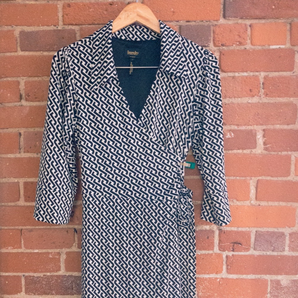 Laundry Black/White Wrap Dress